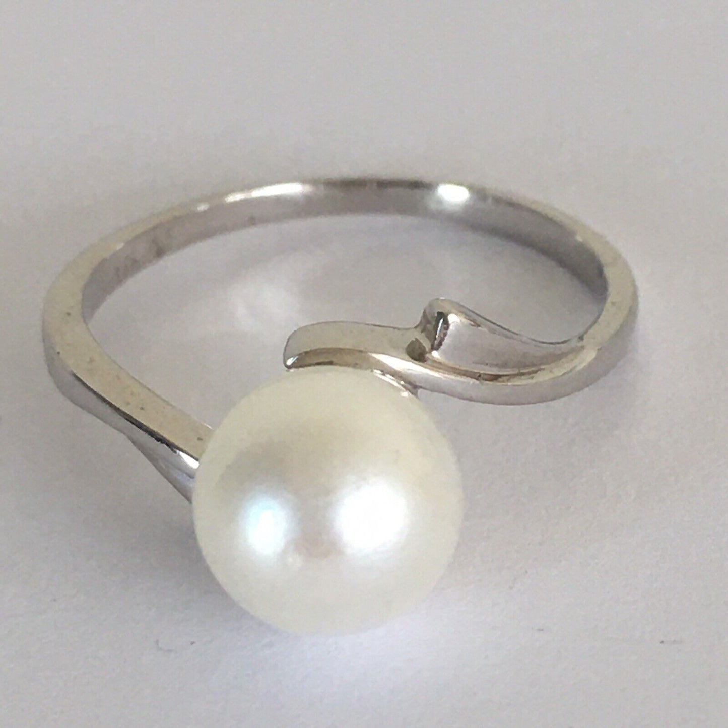 Q11615, New 14k Solid White Gold W/G Ring Natural Japanese Culture Pearl , SZ-7