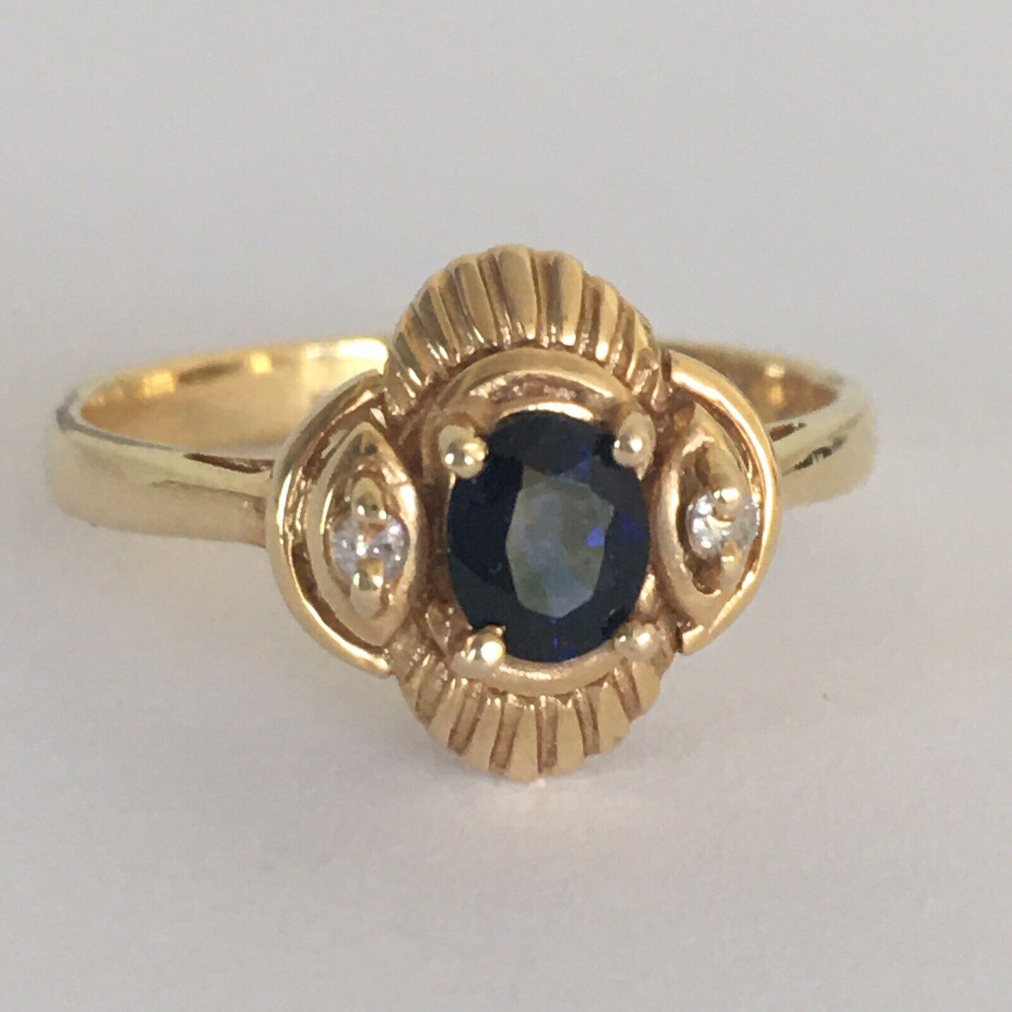 Q7820, New 14k Solid Yellow Gold Y/G Genuine Sapphire & Diamond Ring, SZ-7