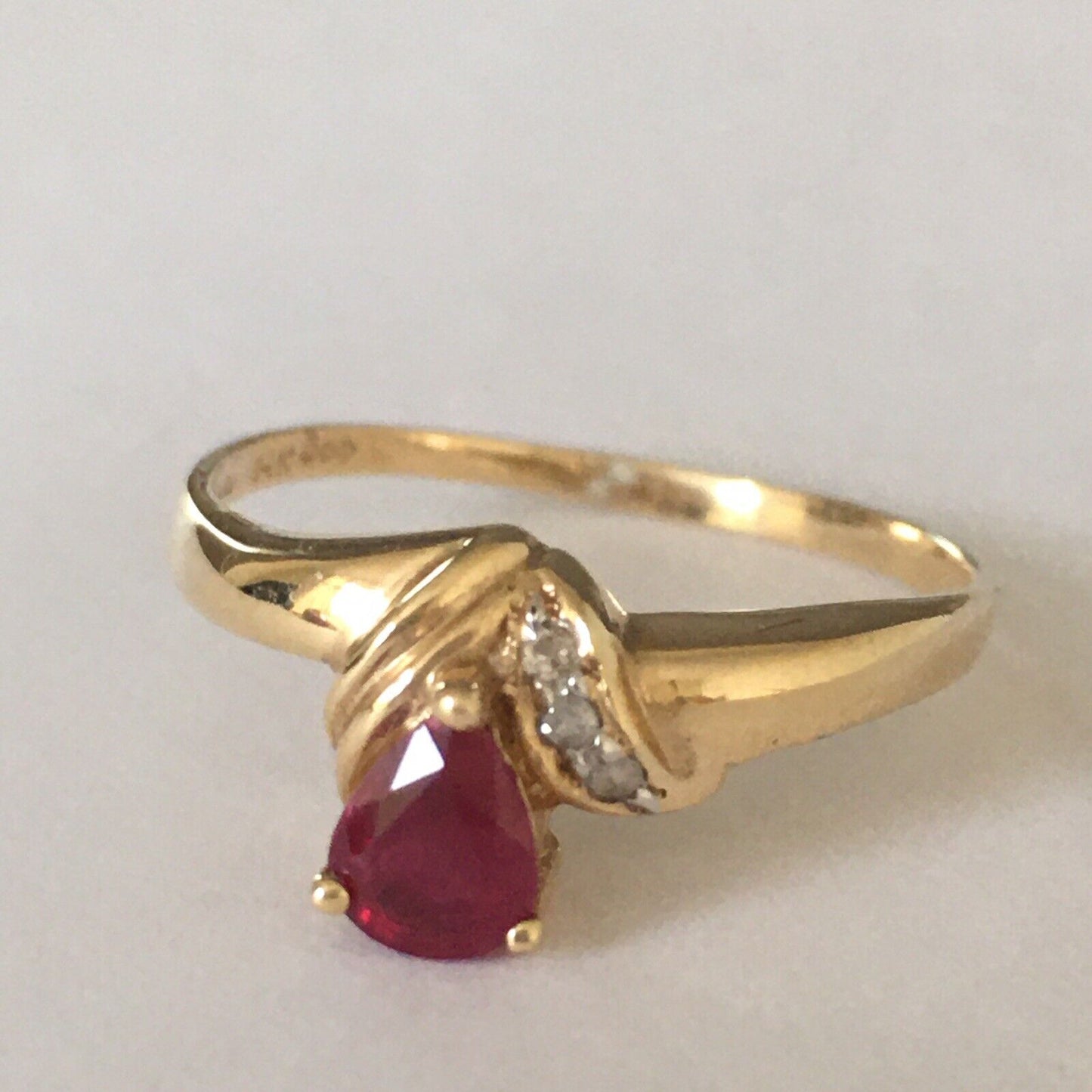 Q11916, New 14k Solid Yellow Gold Y/G Genuine Ruby Diamond Ring, SZ-7