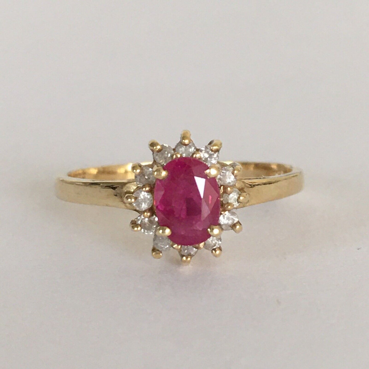 P-6331, New 14k Solid Yellow Gold Y/G Genuine Ruby Ring With Diamonds, SZ-6.5