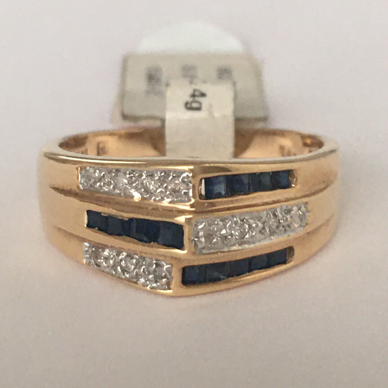 Q3124, New 14k Solid Yellow Gold Y/G Genuine Diamond Sapphire Ring, SZ-7