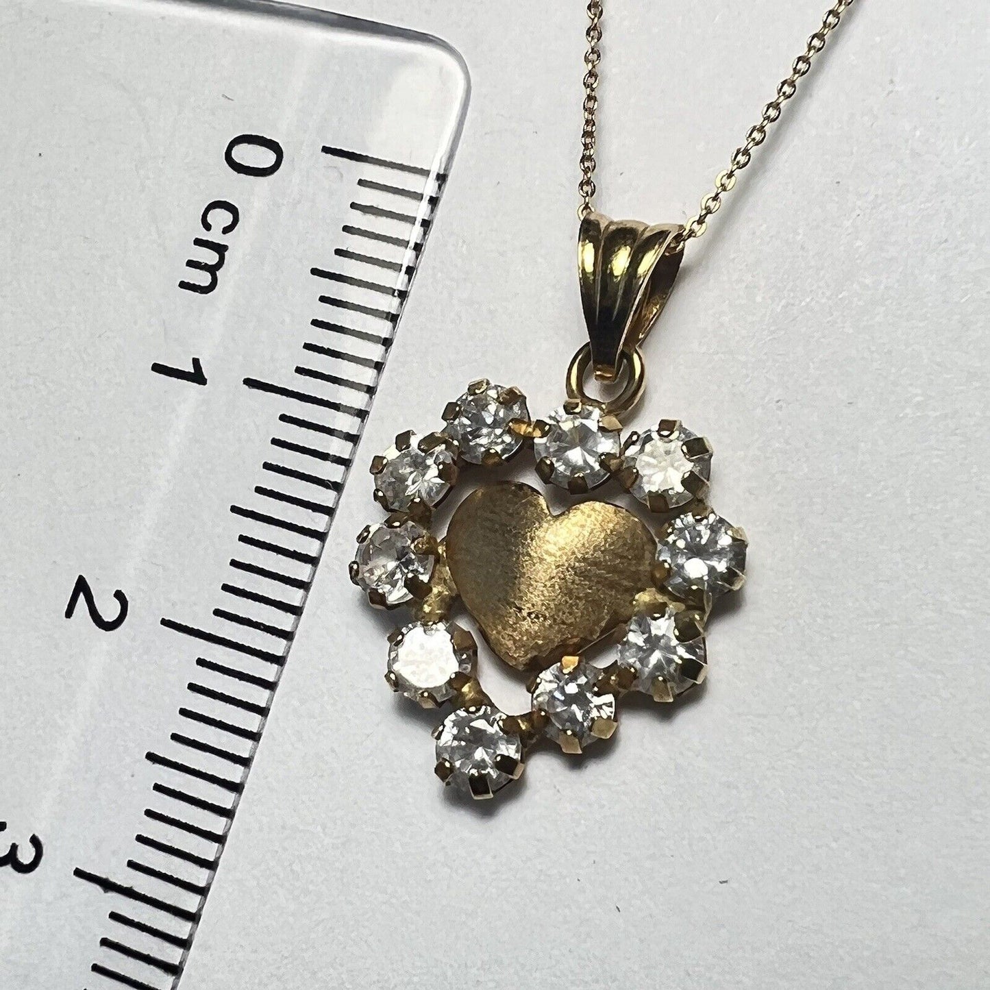 P-22060 New 14k Yellow Gold Genuine Diamond Pendant Heart Shape Italy Gold Stamp