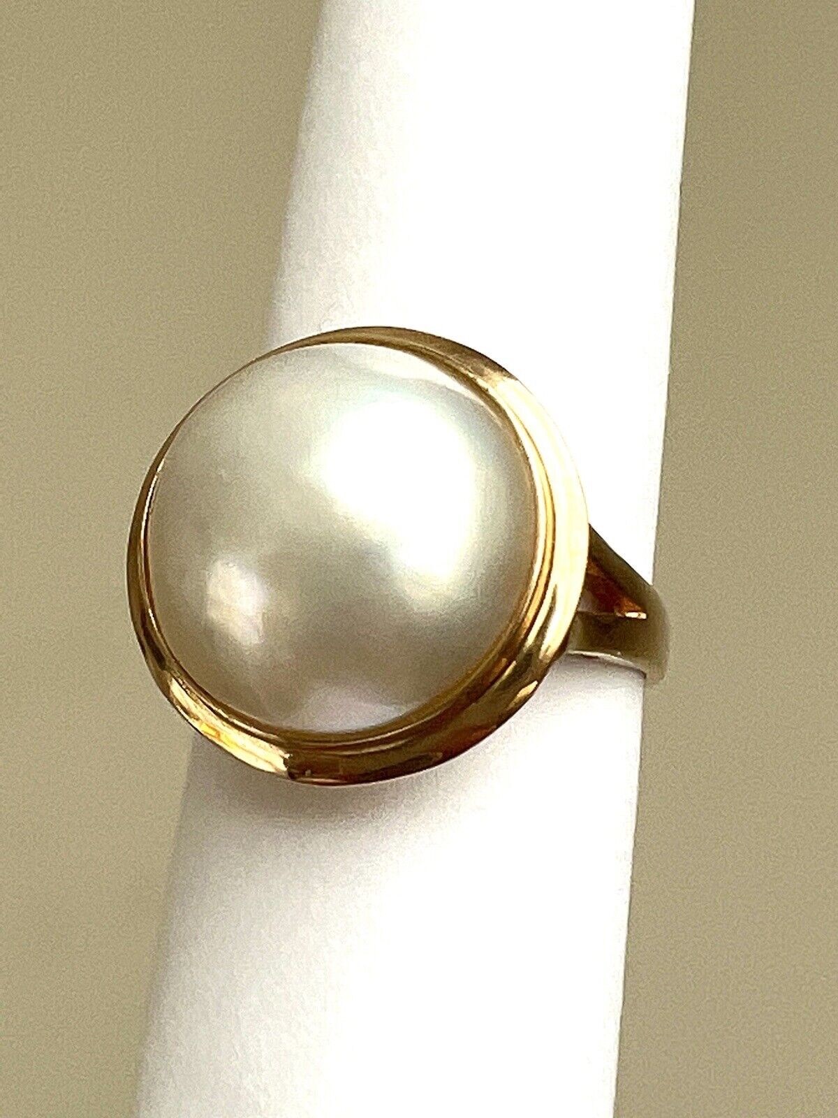 $500 New 14k Solid Yellow Gold Ring Natural Mabe South Sea Pearl Size 6.5 P22190