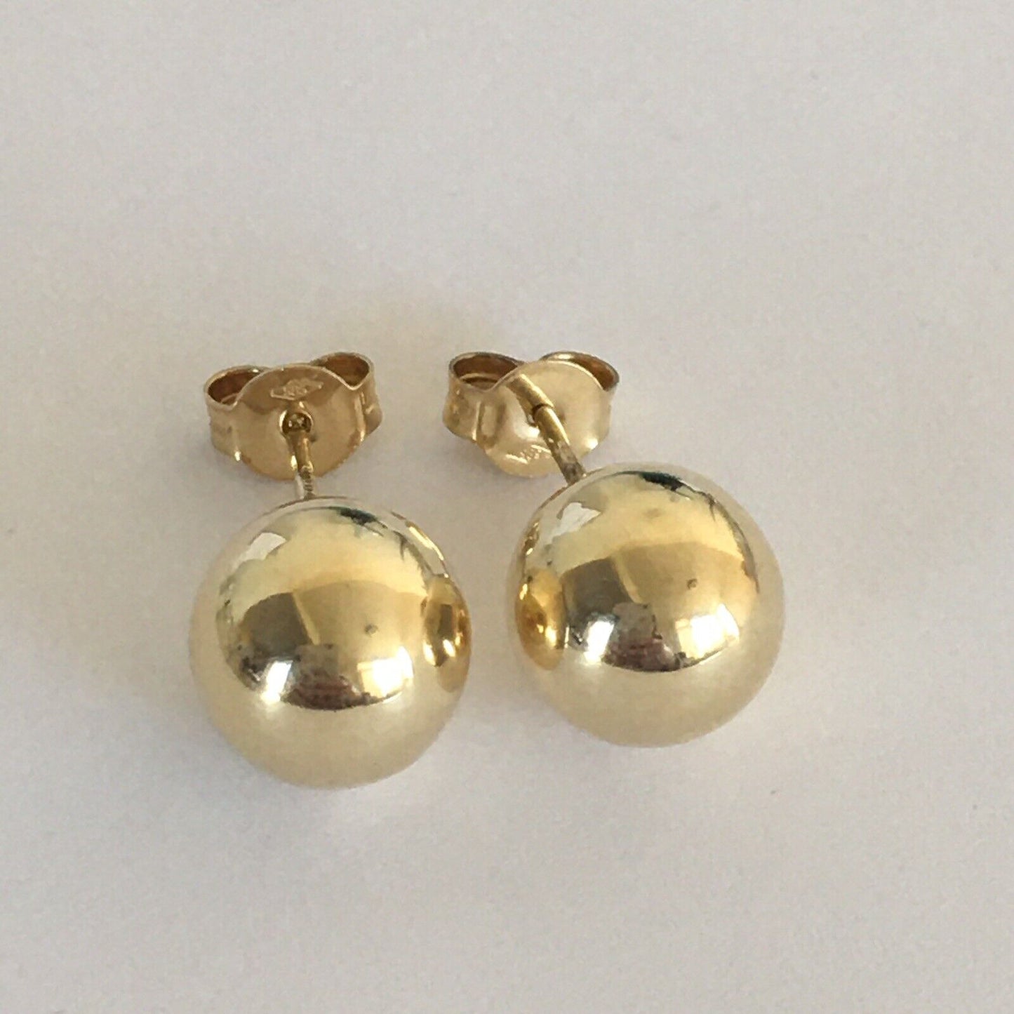 P-05100, New 14k Yellow Gold Earrings Studs 10*10mm Shining Ball