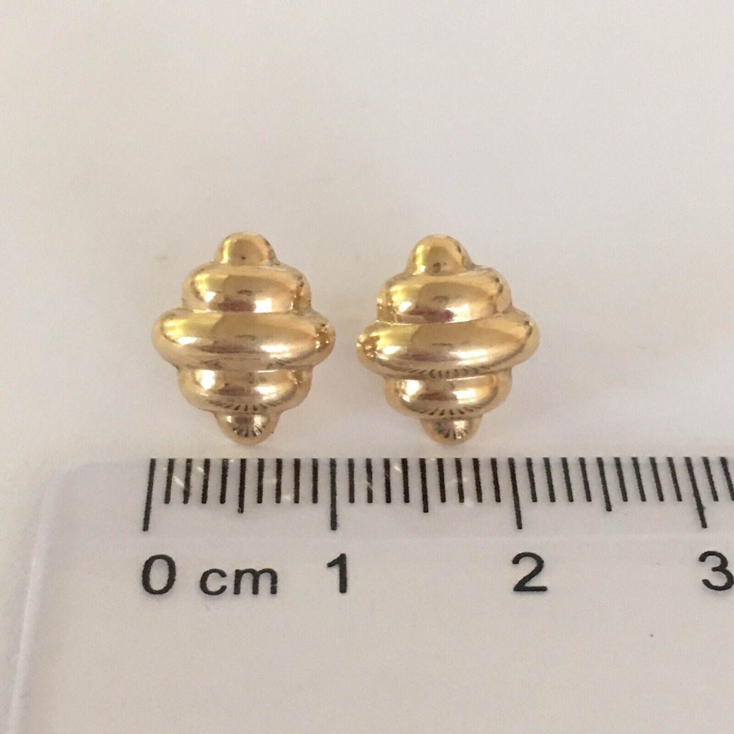 P-0270, New 14k Yellow Gold Earrings Studs Unique Torch Design Good Lucky