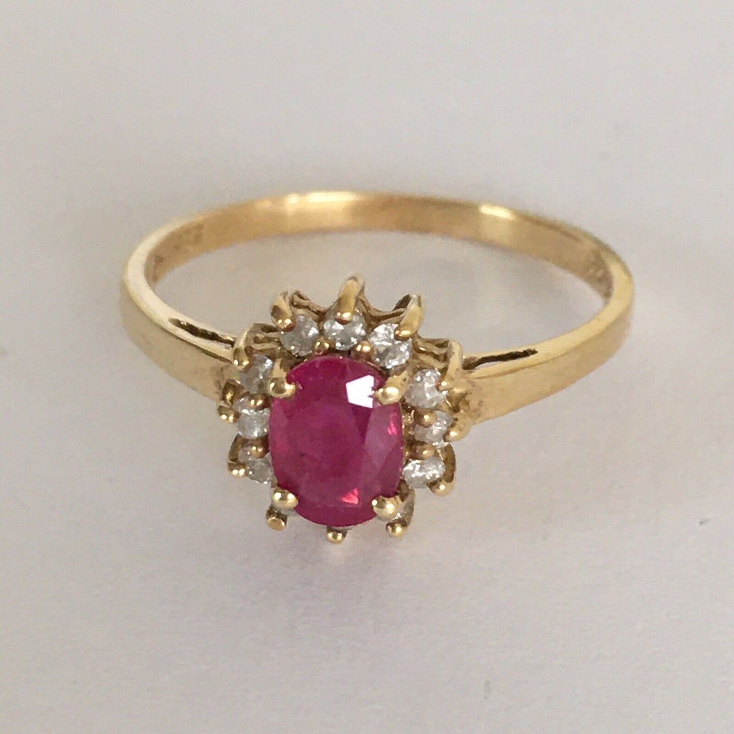 P-6331, New 14k Solid Yellow Gold Y/G Genuine Ruby Ring With Diamonds, SZ-6.5