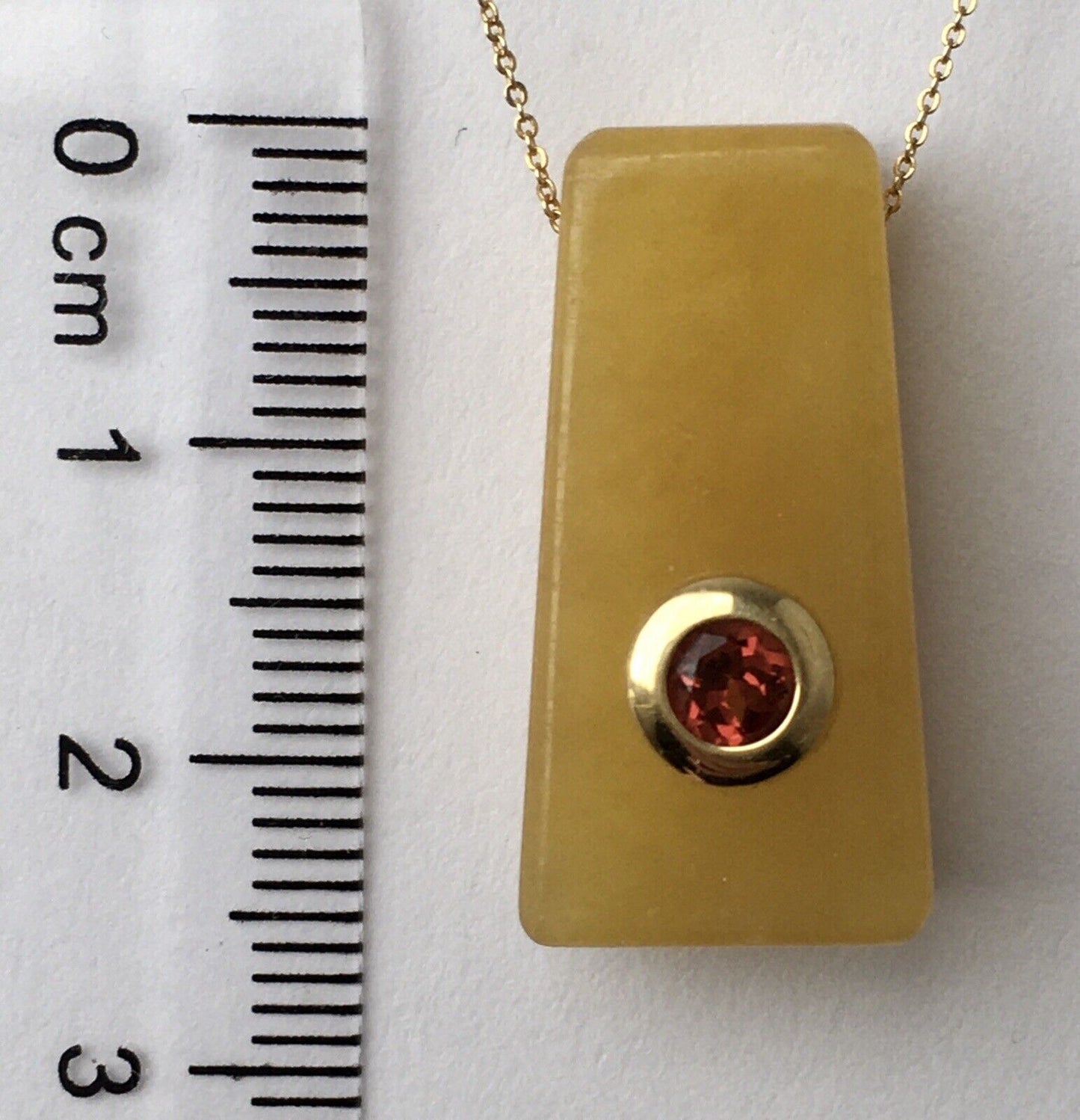 P-0620, New 14k Solid Yellow Gold Yellow Jade Pendant For Good Luck Birthstone