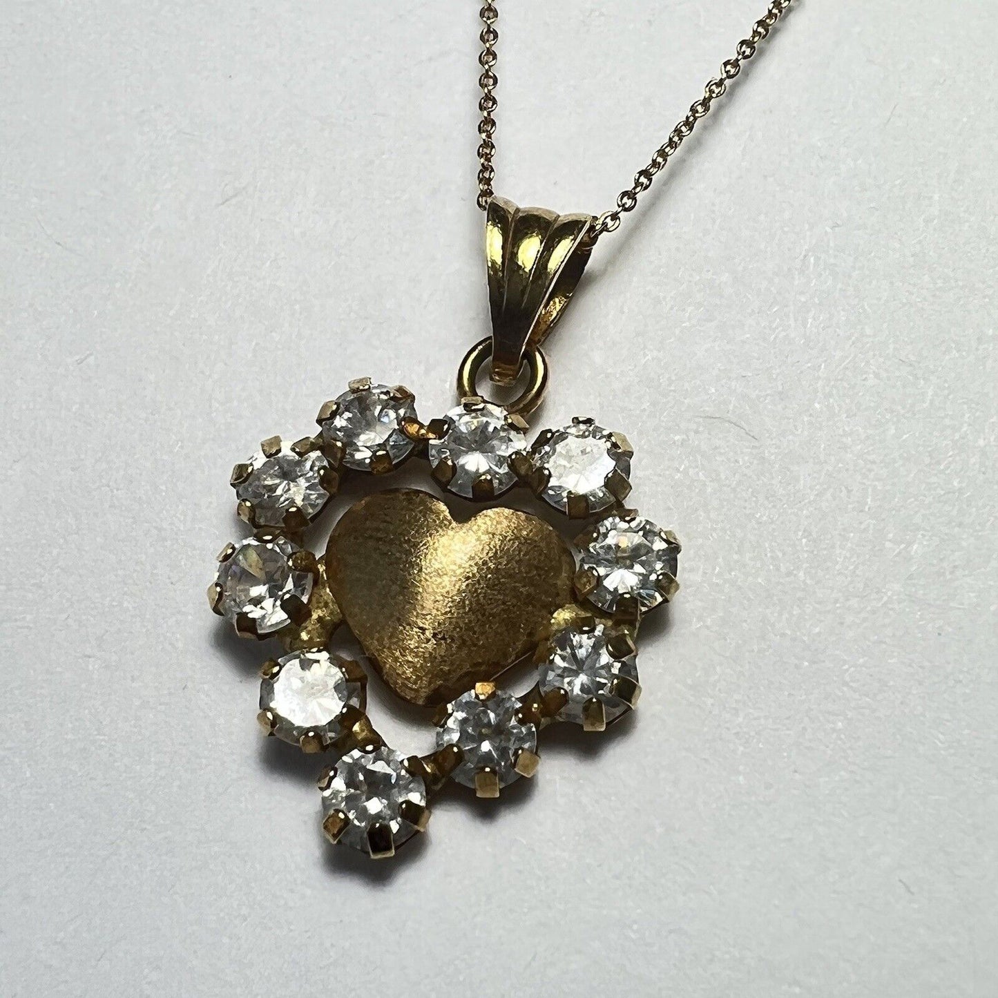 P-22060 New 14k Yellow Gold Genuine Diamond Pendant Heart Shape Italy Gold Stamp