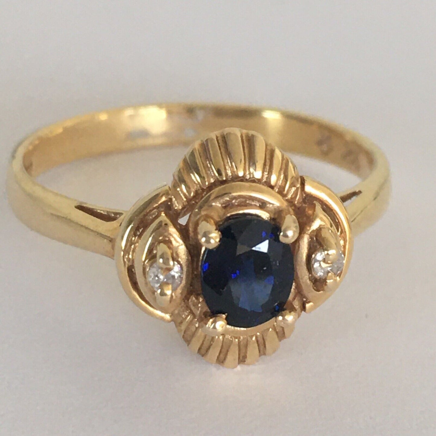 Q7820, New 14k Solid Yellow Gold Y/G Genuine Sapphire & Diamond Ring, SZ-7