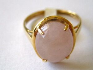 New Natural 14k Solid Yellow Gold Y/G Jade Ring, 10*12mm,Oval Shape, SZ-7, NWT