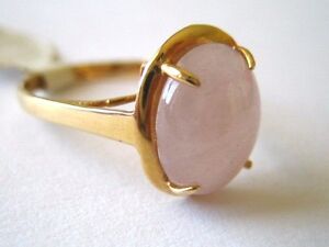 New Natural 14k Solid Yellow Gold Y/G Jade Ring, 10*12mm,Oval Shape, SZ-7, NWT