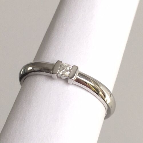 New 18k Solid White Gold W/G Genuine Diamond Ring, SZ-7, NWT