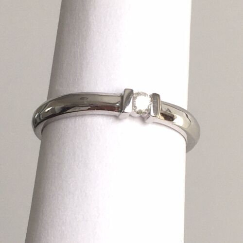 New 18k Solid White Gold W/G Genuine Diamond Ring, SZ-7, NWT