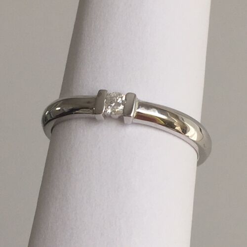 New 18k Solid White Gold W/G Genuine Diamond Ring, SZ-7, NWT