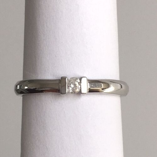 New 18k Solid White Gold W/G Genuine Diamond Ring, SZ-7, NWT